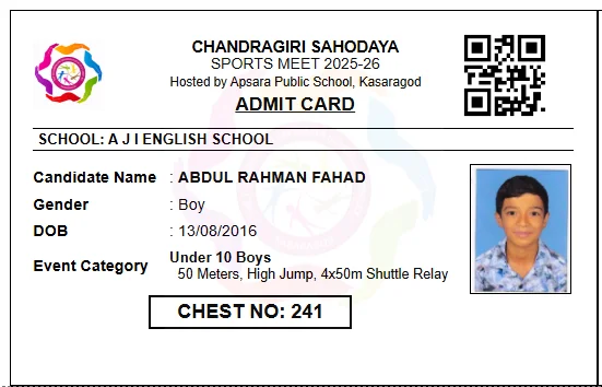 Smart Admit Card / Entry Pass